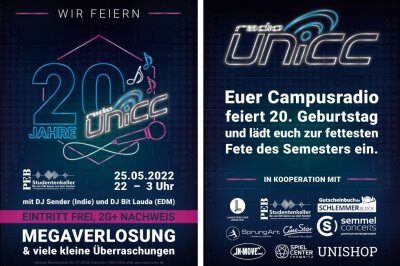Große Campusparty: Chemnitzer Studierendenradio feiert 20. Geburtstag - Der Flyer zur Party