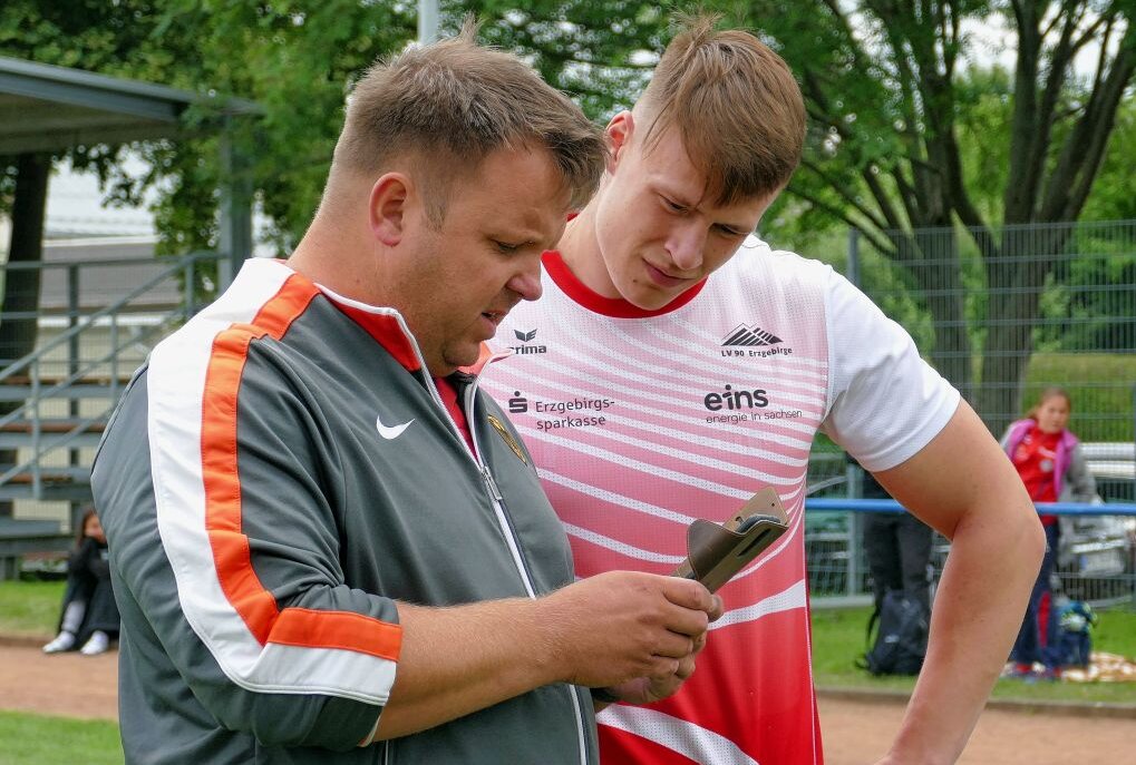 Bilden ein erfolgreiches Duo: Trainer Christian Sperling und Wurf-Spezialist Steven Richter.Foto: Andreas Bauer