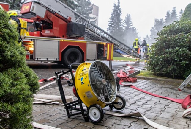 Großeinsatz der Feuerwehr in Lugau - Großangelegte Einsatzübung in Lugau. Foto: André März