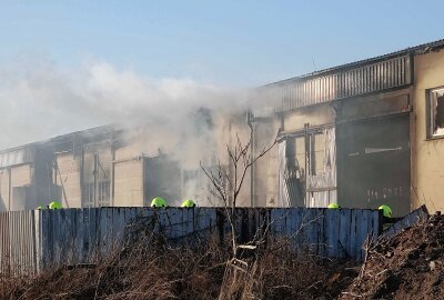 Großer Brand in Lagerhalle - Löscharbeiten dauern an - Die Rauchwolke war weit sichtbar. Foto: xcitepress/XCitePress