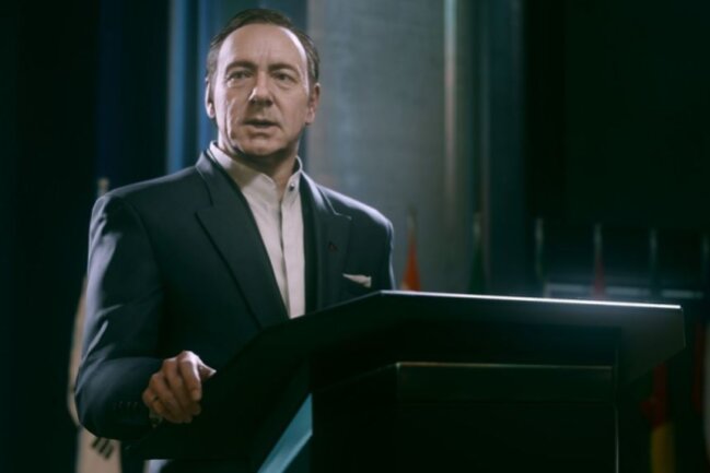 Im Ableger "Call of Duty: Advanced Warfare" (2014) trat Spacey dann selbst als selbstgerechter Anführer eines machthungrigen Militärunternehmens auf.