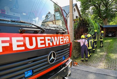 In Schwarzenberg kam es am Dienstagnachmittag zu einem Heckenbrand. Foto: Niko Mutschmann