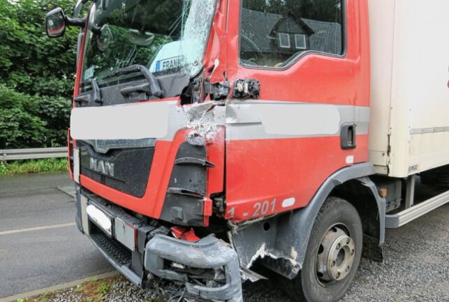 Unfall mit zwei LKW in Stützengrün. Niko Mutschmann