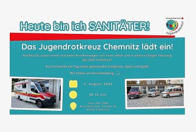 Heute bin ich Sanitäter: Das Jugendrotkreuz Chemnitz lädt ein - Das Jugendrotkreuz Chemnitz lädt am 5. August zu einem Infotag ein. Foto: JRK Chemnitz