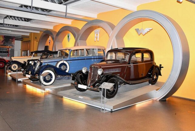 Die legendären vier Ringe verkörpern heutzutage im August Horch Museum in Zwickau die Geschichte der sächsischen Auto Union. Foto: Thorsten Horn