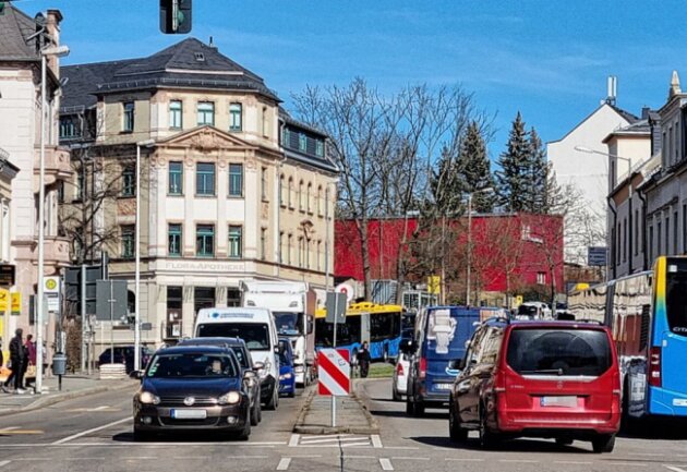 Hier ist ab heute in Chemnitz gesperrt - Die Frankenberger Straße ist gesperrt. Foto: Harry Härtel
