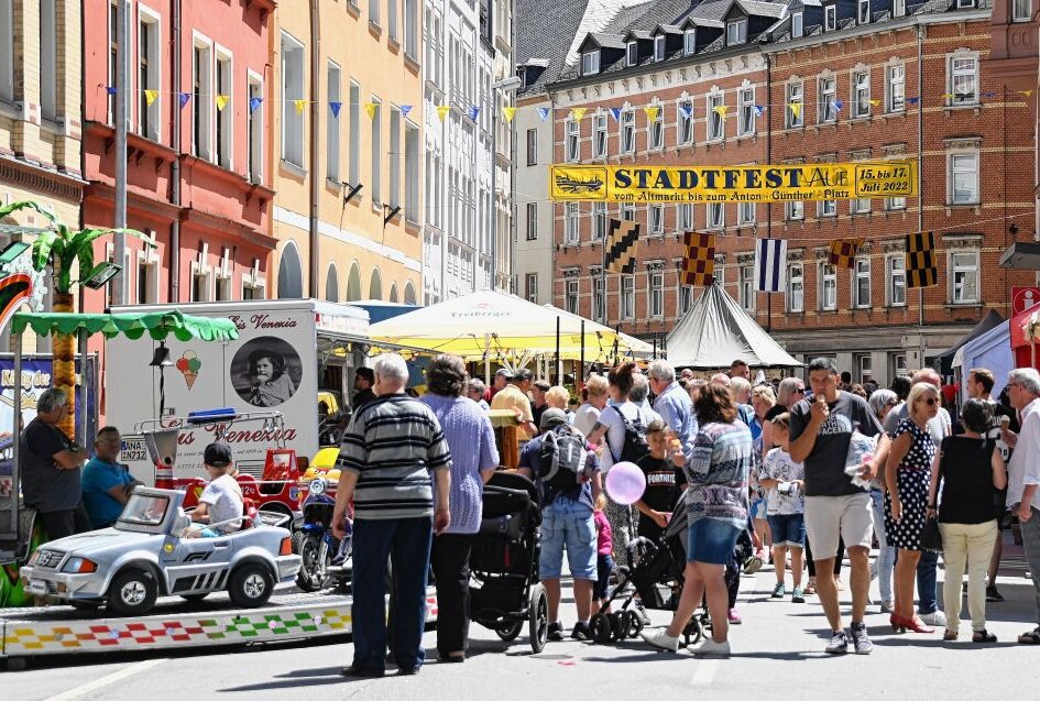 In diesem Jahr kein Auer Stadtfest - Ein Stadtfest gibt es zugunsten des Tages der Sachsen, der im September gefeiert wird, in diesem Jahr nicht in Aue. Foto: Ramona Schwabe