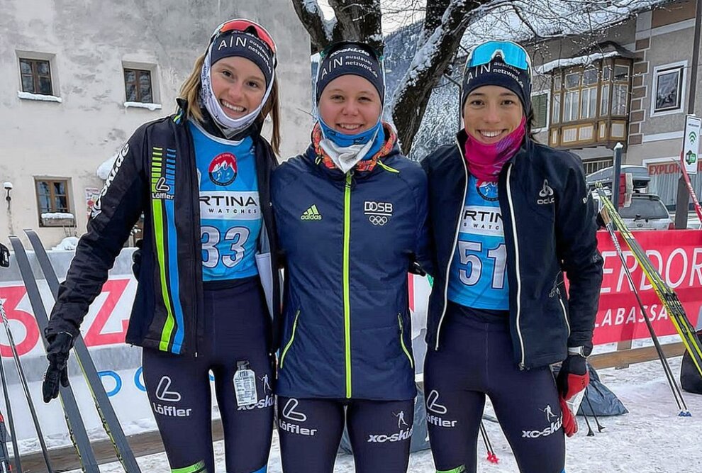 Während ihres Heimaturlaubs hat Anna-Maria Dietze (Mitte) Rennen in Schweden und Südtirol bestritten, um sich auf die College-Saison in den USA vorzubereiten. Foto: Albrecht Dietze