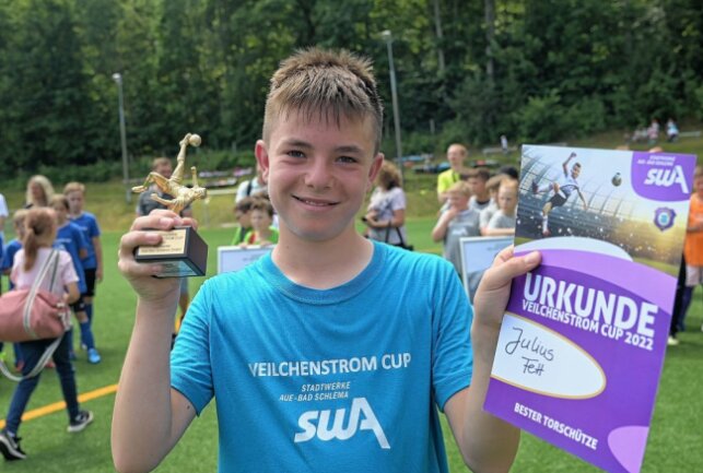 Bester Torschütze des Turnieres war Julius Fett von der Grundschule Zschorlau. Foto: Ralf Wendland