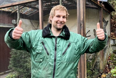 Kleinstes Raubtier der Welt im Auer Zoo der Minis - Zootierpfleger Peter Hömke vorm Gehege der Mauswiesel. Foto: Ralf Wendland