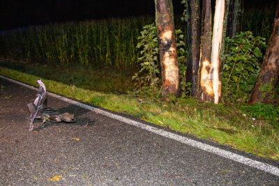 Lößnitz: Unfallwagen spaltet Baum und überschlägt sich - Zum genauen Unfallhergang hat der Verkehrsunfalldienst der Polizei die Ermittlungen aufgenommen.
