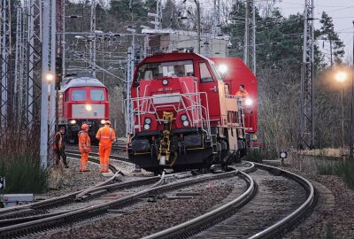 Lok entgleist bei Röderau - Die Lok sorgte für schwere Schäden Foto: Roland Halkasch