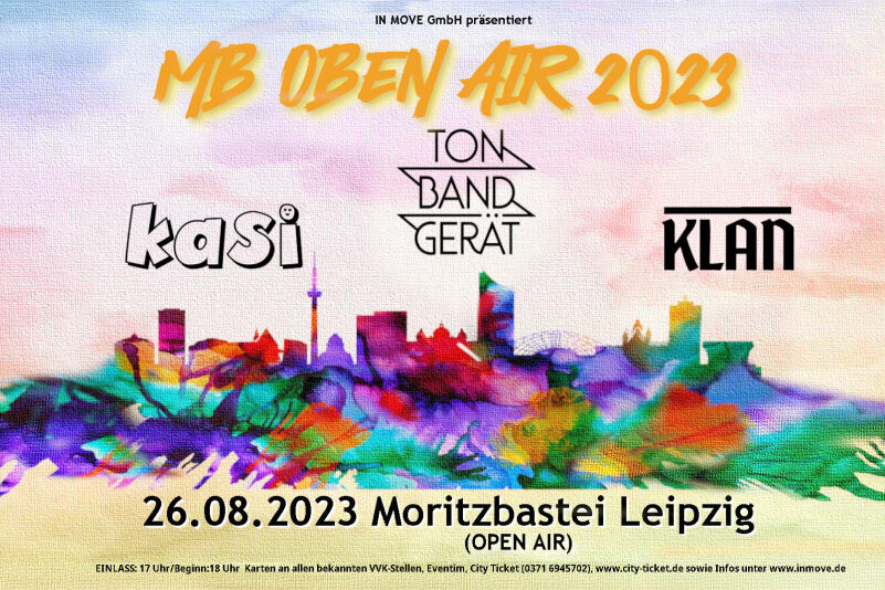 MB Open Air: Klan, Kasi und Tonbandgerät live in Leipzig - Offizielles Eventplakat.