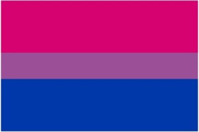 Die Flagge der Bisexuellen: Eine bisexuelle Person fühlt sich zu zwei Geschlechtern hingezogen. Diese sind nicht unbedingt nur männlich und weiblich, sondern können auch jedes andere nonbinäre Geschlecht betreffen.