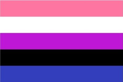 Die Flagge von Genderfluid: Bei genderfluiden Personen ändert sich die Geschlechtsidentität über einen Zeitraum oder bei bestimmten Situationen. Das Geschlecht kann zwischen allen möglichen Geschlechtern wechseln Im Unterschied zu einer genderqueeren Identität ändert sich die Identität und ist nicht unbedingt zu jedem Zeitpunkt außerhalb der Geschlechterbinarität zu verorten.