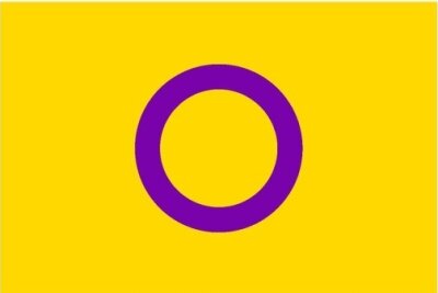 Die Flagge der Intergeschlechtlichkeit: Intergeschlechtliche Menschen, sind Menschen, deren körperliches Geschlecht medizinisch weder eindeutig männlich noch weiblich sind. 
