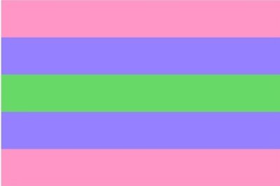 Die Flagge der Trigender: Personen, die sich als Trigender bezeichnen, identifizieren sich mit drei Geschlechtsidentitäten.