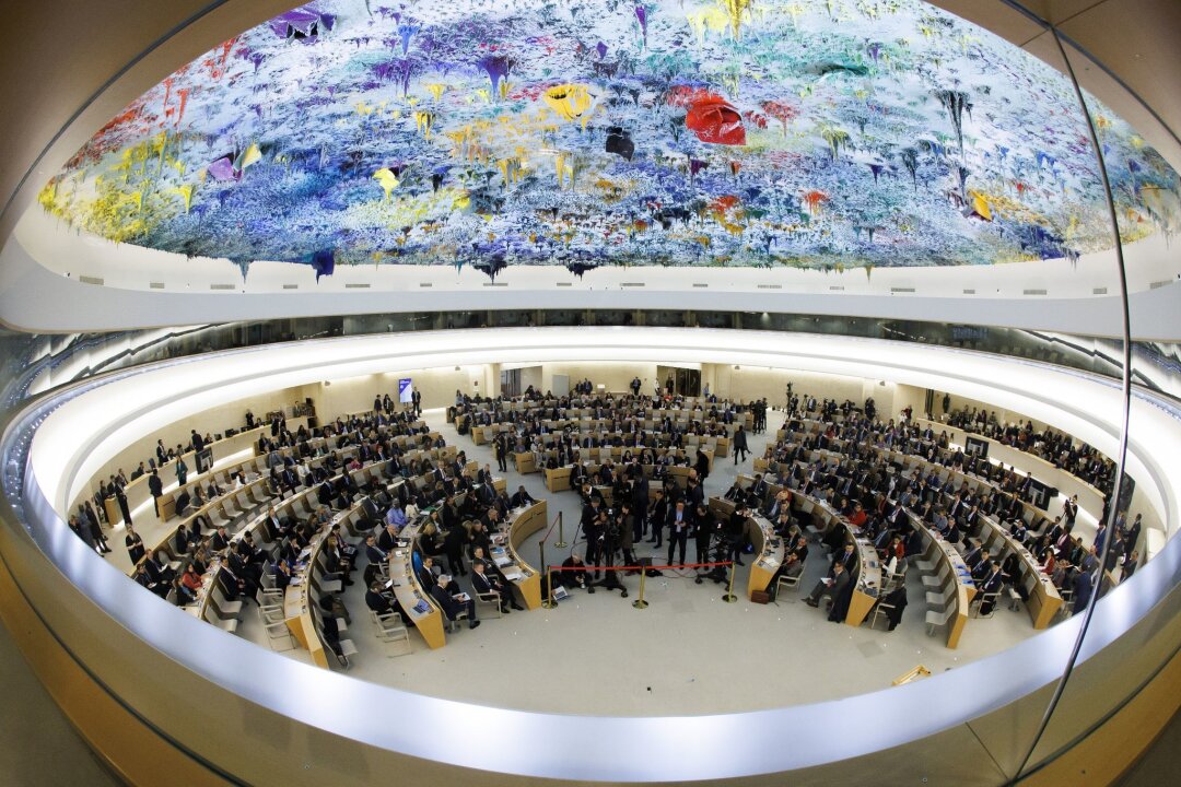 Menschenrechte in Deutschland - 346 Empfehlungen - Eine Sitzung des Menschenrechtsrats am europäischen Hauptsitz der Vereinten Nationen in Genf.