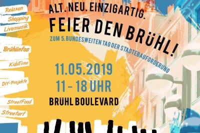 Modenschau, Flohmarkt & Live-Musik am Brühl - Flyer zum Brühlfest.