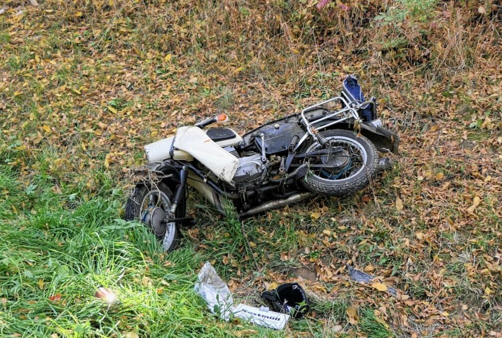 Motorradfahrer in Grimma verunfallt - Am Sonntagnachmittag verunfallte ein Motorradfahrer. Foto: Sören Müller
