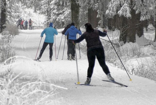 Nach Schneechaos Ansturm auf Loipen: Menschen stürmen Langlaufloipen im Geyrischen Wald - Viele Wintersportler haben auf den Schnee gewartet.Foto: Bernd März