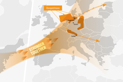 Übungsszenario. In den orangen Gebieten wird geübt. Illustration: Bundeswehr