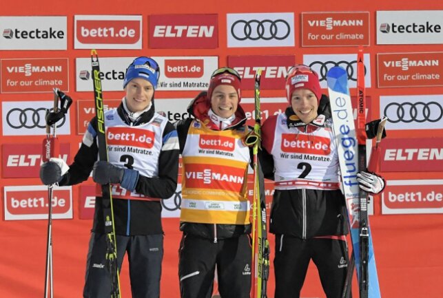 So sehen Siegen aus (v.li.) Kristjan Ilves (2.Platz), Johannes Lamparter (1. Platz) und Franz-Josef Rehrl (3.Platz). Foto: Ralf Wendland