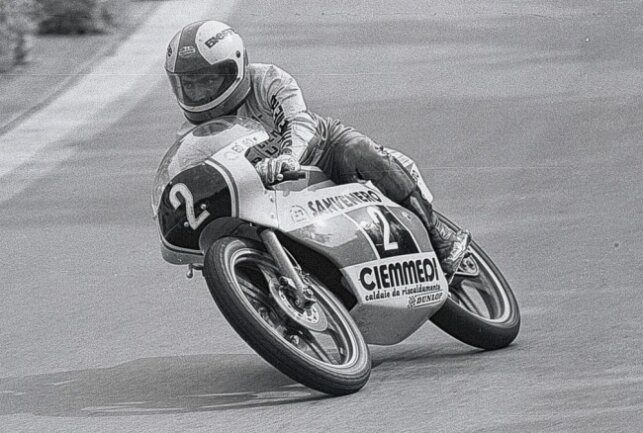 Pierpaolo Bianchi wird 70 Jahre alt - Pierpaolo Bianchin 1980 beim Motorrad-WM-Lauf in Brno. Foto: Hermann Hanke