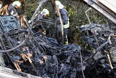 PKW-Brand in Chemnitz: Fahrer flieht - Am Sonntag brannte in Chemnitz ein PKW vollständig aus. Foto: Harry Haertel