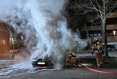 PKW brannte in Prohlis: Zweites Feuer innerhalb weniger Tage - PKW Brand auf einem gesperrten Parkplatz. Foto: Roland Halkasch