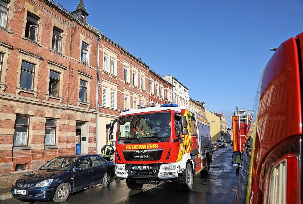 Rauchender Ofen führt zu Feuerwehreinsatz in Glauchau - Feueralarm in Glauchau. Foto: Andreas Kretschel