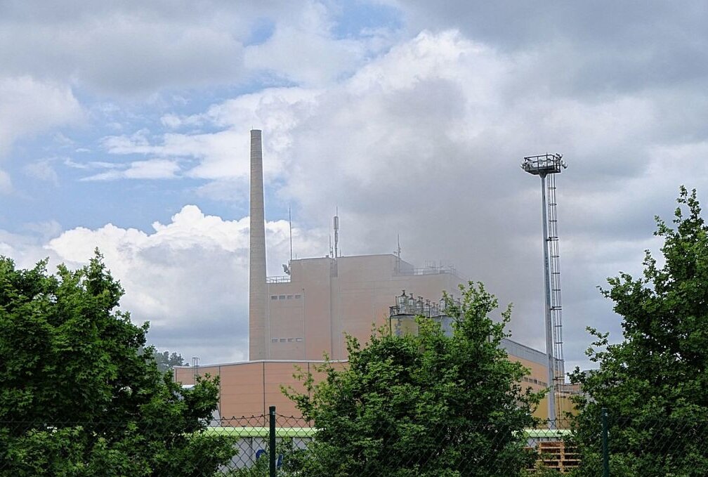 Eine Rauchsäule steigt aus dem Wasserglaswerk nahe Leipzig auf. Foto: Sören Müller