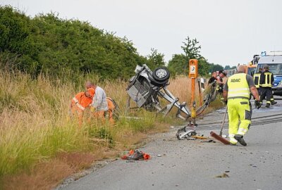 Rettungshubschrauber auf der A4 nach Unfall im Einsatz - Unfall auf der A4 zwischen Weißenberg und Bautzen-Ost. Foto: LausitzNews