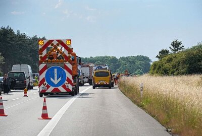 Rettungshubschrauber auf der A4 nach Unfall im Einsatz - Unfall auf der A4 zwischen Weißenberg und Bautzen-Ost. Foto: LausitzNews