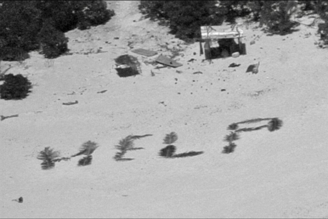 Schiffbrüchige auf kleiner Pazifikinsel entdeckt - "Bemerkenswertes Zeugnis ihres Willens, gefunden zu werden": "Help" mit Palmwedeln auf Sand geschrieben.