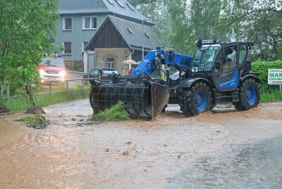 Schneeberger Ortsteil Lindenau überflutet - Überschwemmungen in Lindenau. Foto: Niko Mutschmannn