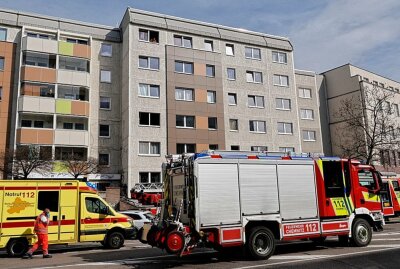 Schwarzer Rauch aus dem Fenster: Verletzter bei Wohnungsbrand in Chemnitz - Der Bewohner versuchte den Brand selbst zu löschen und zog sich dabei eine Rauchgasintoxikation zu. Foto: Harry Härtel