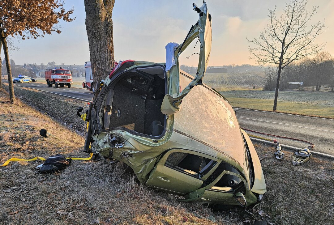 Schwerer Unfall auf B173 in Lichtentanne - Unfallort in Lichtentanne. Foto: Mike Müller