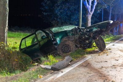 Schwerer Unfall in Zwickau: Auto fliegt auseinander - Das Auto wurde komplett zerstört.