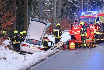 Schwerer Verkehrsunfall: PKW kollidiert mit Baum - Am Dienstag ereignete sich gegen 15.05 Uhr auf der Frauensteiner Straße, zwischen Grillenburg und Klingenberg, ein schwerer Verkehrsunfall. Foto: Roland Halkasch