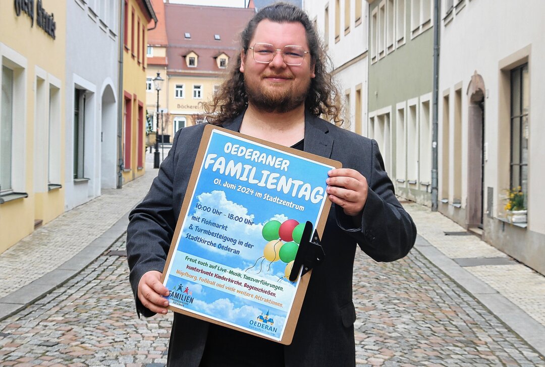 Stadt Oederan lädt am 1. Juni zum Feiern ein - Kristian Schulze ist Cheforganisator des Oederaner Familientages.Foto: Knut Berger
