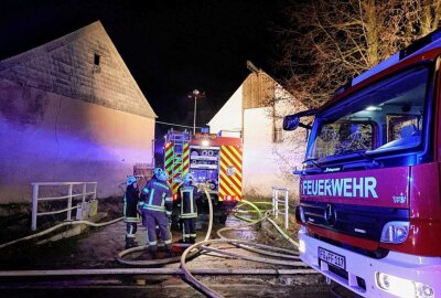 Strohballen in Brand: 38 Rinder konnten gerettet werden - In Frankenberg standen heute Nacht mehrere Strohballen in Flammen. Foto: Harry Härtel