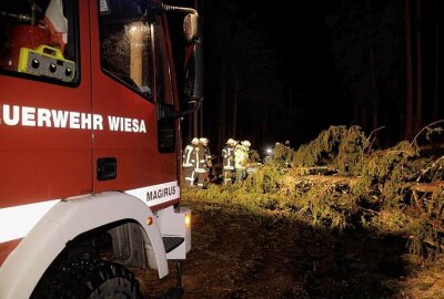 Sturm "Antonia" fegt über das Erzgebirge hinweg - Die Feuerwehr Wiesa war im Einsatz und beseitigt die Sturmschäden. Foto: B&S