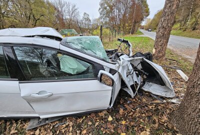 Tödlicher Unfall im Vogtland: Senior prallt mit Auto gegen Baum - Auf der B283 kam es zu einem tödlichen Unfall. Foto: Mike Müller