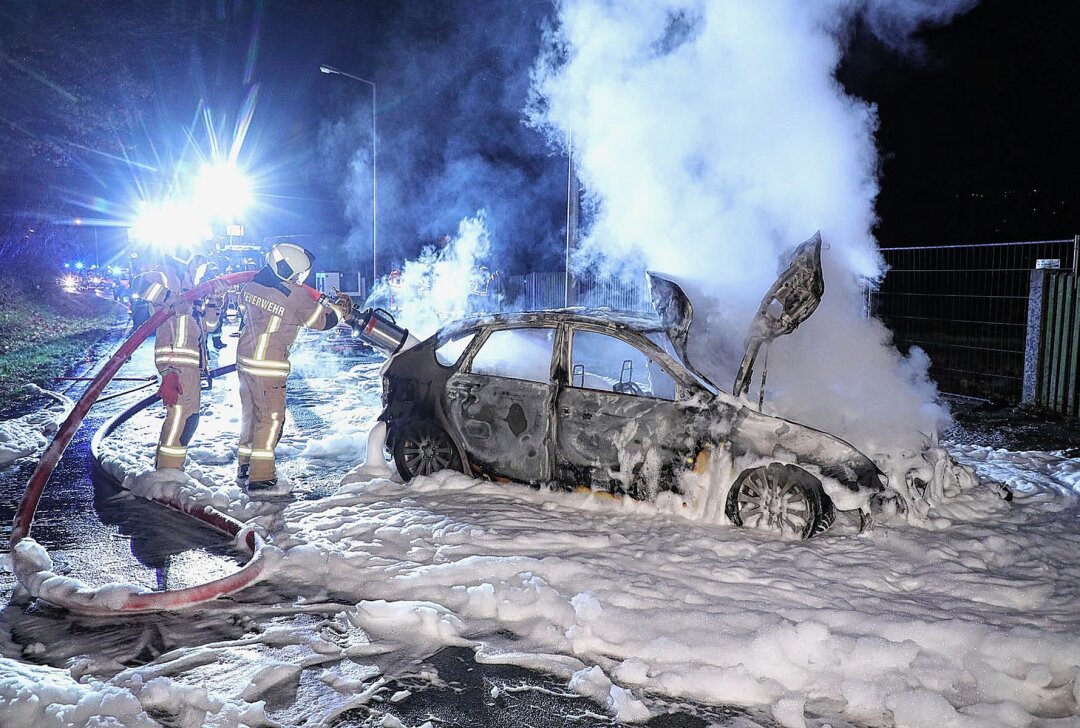 Tödlicher Verkehrsunfall: Fahrer verstirbt nach Crash mit Lichtmast - Tödlicher Unfall in Freital: Der Fahrer verstarb noch an der Unfallstelle. Foto: Roland Halkasch