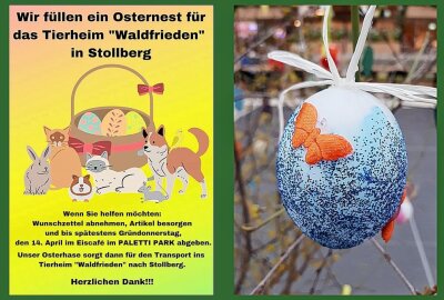Tolle Spendenaktion in Stollberg: Osterstrauß sorgt für Aufmerksamkeit - Osterstrauß als tolle Spendenaktion für das Tierheim in Stollberg. Foto: Maik Bohn