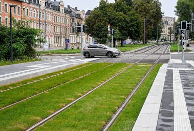 Trasse Gablenz: Barrierefreier Ausbau weitgehend abgeschlossen - Ausbau der Straßenbahnlinie 5 ist fast abgeschlossen. Foto: Andreas Seidel 