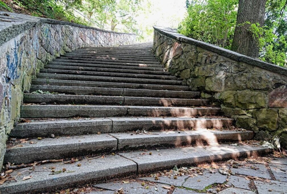 Treppenaufgang in Chemnitzer Park gesperrt: Das steckt dahinter - Im Schönau Park muss der mittlere Treppenaufgang gesperrt werden. Foto: Jan Haertel/ ChemPic
