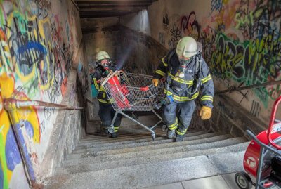 Tunnelbrand in Freiberg: Ermittlungen aufgenommen - Tunnelbrand in Freiberg. Foto: Marcel Schlenkrich