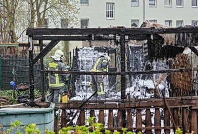 Update: Gartenhaus in Neuplanitz steht in Brand - Am heutigen Samstagnachmittag, kurz vor 15 Uhr, mussten die Feuerwehren erneut zu einem Laubenbrand ausrücken. Foto: Mike Müller